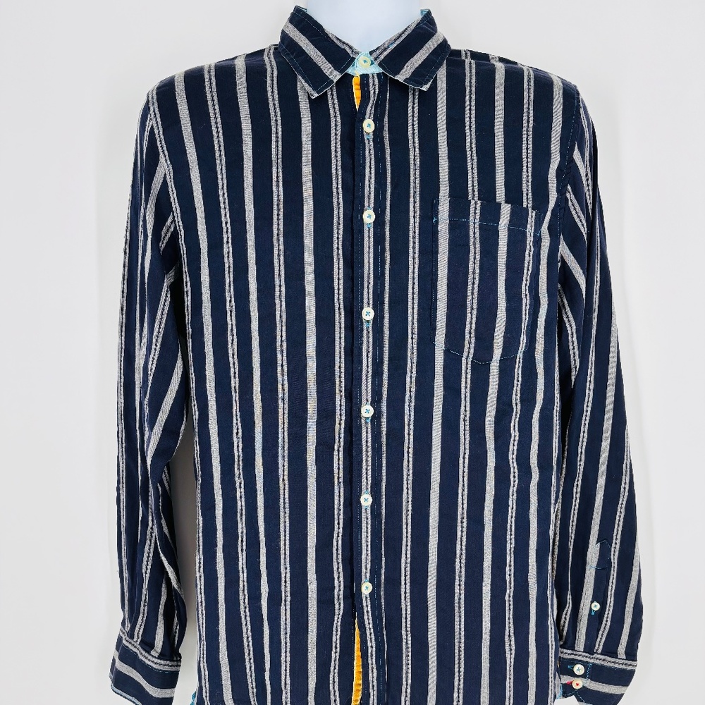 Pre-Owned Arnold Zimberg Men's Casual Striped Long Sleeve Shirt Size: Medium